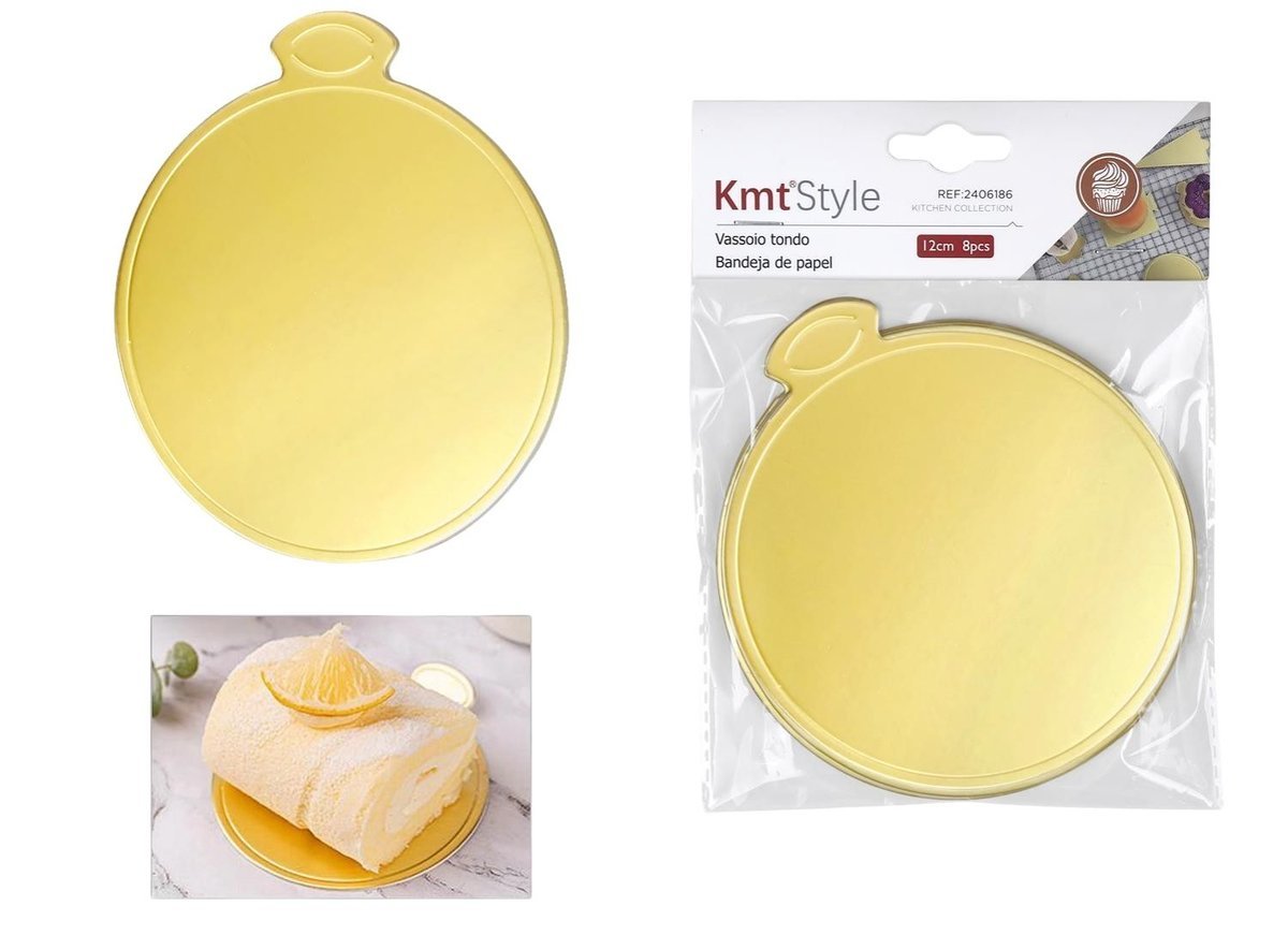 Złote podkładki pod tort okrągłe 12 cm 8 szt