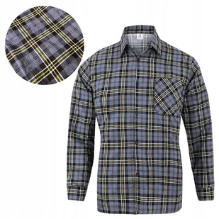 KOSZULA FLANELOWA męska robocza szara w kratę Przewiewna 100% Bawełna 3XL - Koszule męskie - miniaturka - grafika 1