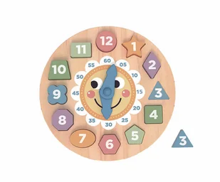 Drewniany edukacyjny zegar z puzzlami - Zabawki interaktywne dla dzieci - miniaturka - grafika 1