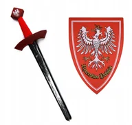 Stroje karnawałowe - Zestaw Miecz Tarcza Z Drewna Czerwona Strój Rycerz Przebranie Dla Dziecka - miniaturka - grafika 1