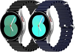2xPASEK DO ZEGARKA Samsung Galaxy Watch 5/4/3 SILIKONOWY CZARNY NIEBIESKI 20mm - Akcesoria do smartwatchy - miniaturka - grafika 1