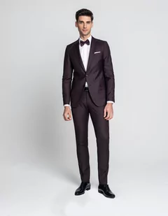 spodnie do zestawu naso bordo slim fit - Spodnie męskie - miniaturka - grafika 1