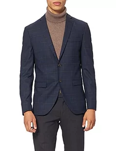 SELECTED HOMME BLACK Slhslim-mylobill Dkblu Gr Chk Blz B Noos męska marynarka, Ciemnoniebieski/kraty: szary, 44 - Marynarki męskie - miniaturka - grafika 1