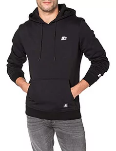 STARTER BLACK LABEL Męska bluza z kapturem Essentials z wyszywanym logo, naszywka na brzegu, bluza z kapturem i kieszenią na brzuchu, rozmiar S do XXL, czarny, S - Bluzy męskie - miniaturka - grafika 1