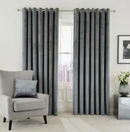 Zasłony - Zasłony welurowe 140x250 na przelotkach kółkach szare - miniaturka - grafika 1