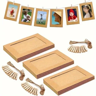 30 sztuk papierowych ramek na zdjęcia, wiszące ramki na zdjęcia Kraft do wyświetlania zdjęć 4x6 , dekoracje ścienne do domu, dekoracje szkolne i - Inne - miniaturka - grafika 1