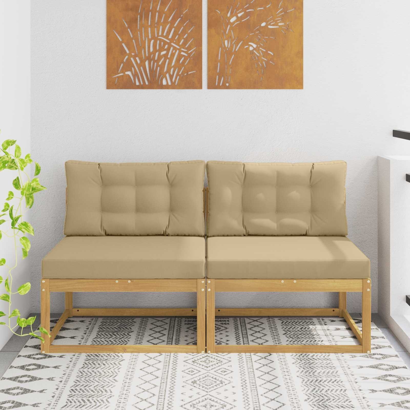 vidaXL 2 Sztuka Środkowa sofa ogrodowa Poliester Biały
