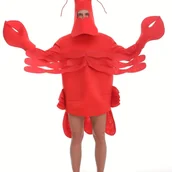 Inne - TEMU 3-częściowy Zestaw Kostiumów Kraba, Poliestrowa Tkanina Dzianinowa, Styl Casual, Lekka Rozciągliwość, Jednokolorowy, Regularny Krój, Z Górnią Z - miniaturka - grafika 1