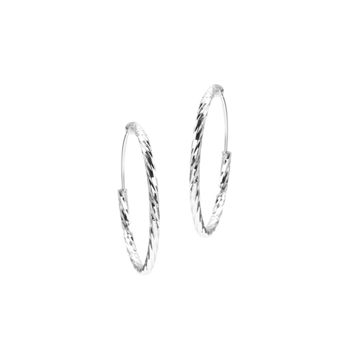 Srebrne diamentowane kolczyki Koła 25 mm