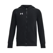 Bluzy dla chłopców - Chłopięca bluza dresowa rozpinana z kapturem Under Armour UA Rival Fleece FZ Hoodie - czarna - miniaturka - grafika 1