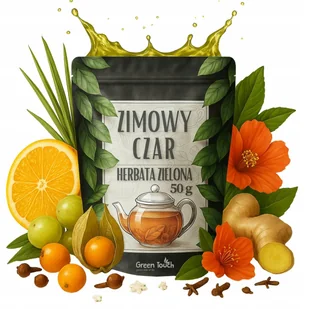 Herbata zielona ZIMOWY CZAR 50 g ŚWIĄTECZNA Z POMARAŃCZĄ IMBIREM GOŹDZIKIEM - Herbata - miniaturka - grafika 1