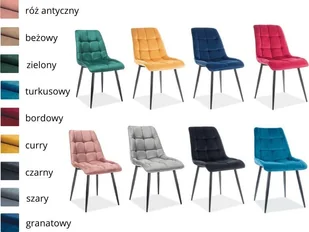 Signal Zestaw 8 krzeseł CHIC VELVET mix kolorów - Krzesła - miniaturka - grafika 1