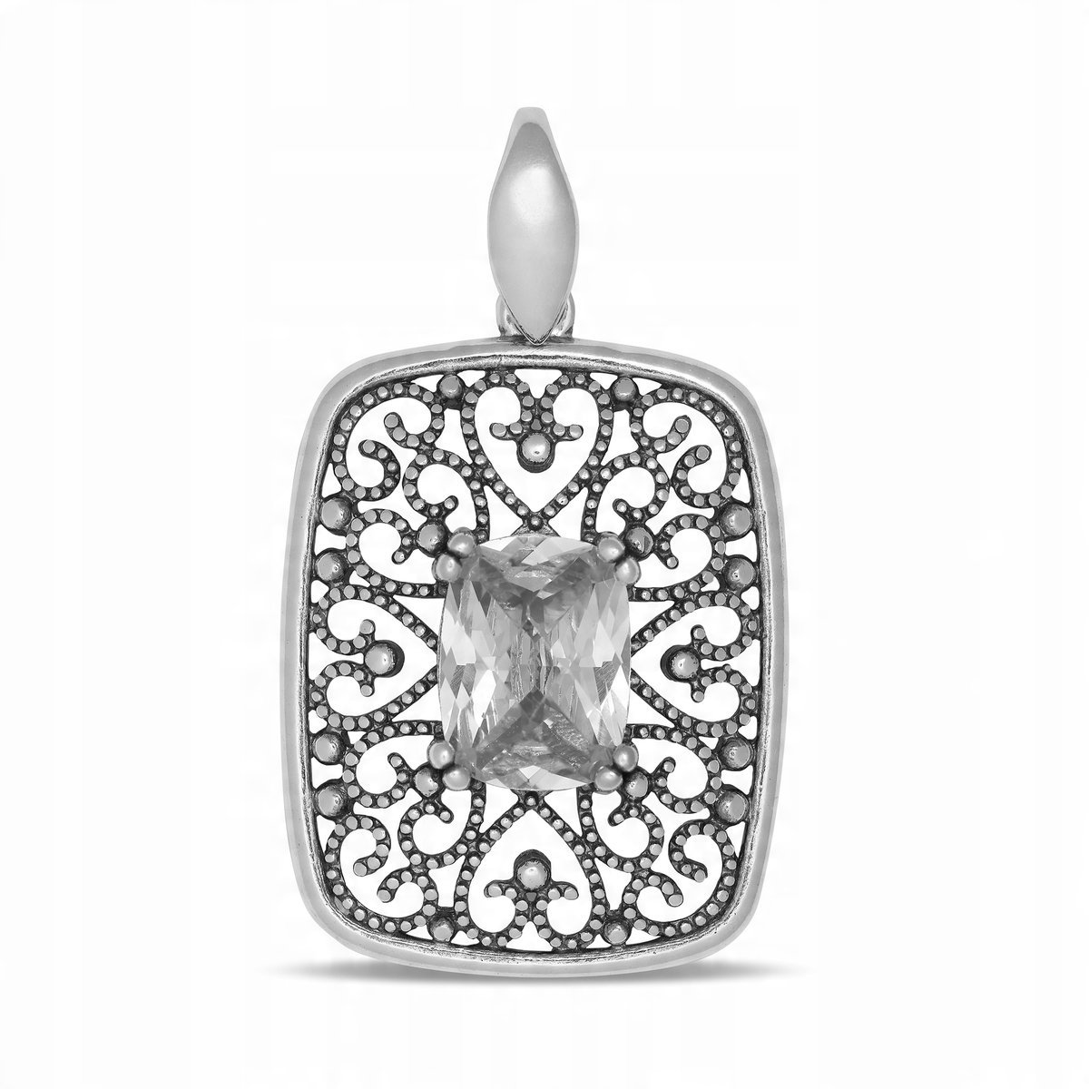 Zawieszka srebro pr. 925 Elegancki Wisiorek z Cyrkonią w Stylu Vintage