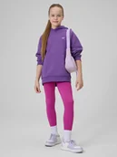 Bluzy dla dziewczynek - 4F Bluza dresowa loose z kapturem dziewczęca - fioletowa 146/152 (10-12 lat) - miniaturka - grafika 1