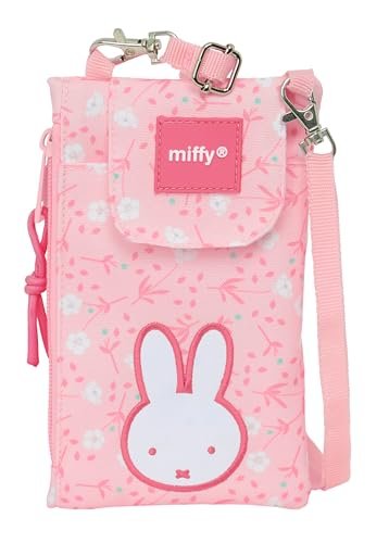 Safta MIFFY KWIATY - Kieszonka na telefon komórkowy, standardowy portfel na telefon komórkowy, wygodny i wszechstronny, jakość i wytrzymałość, 19 x 10 cm, Kolor różowy, M, zwykły