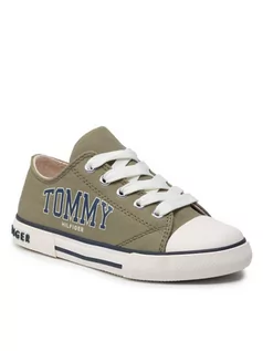 Buty dla chłopców - Tommy Hilfiger Trampki Low Cut Lace-Up Sneaker T3X4-32208-1352 M Zielony - grafika 1