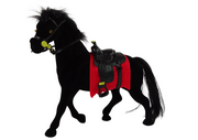Figurki dla dzieci - Figurka Aksamitna Czarny Koń Czerwone Siodło Farma - miniaturka - grafika 1