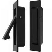 Zawiasy, okucia i inne akcesoria - Zestaw 2 czarnych teleskopowych klamek do drzwi, ukrytych uchwytów do szuflad, klamek do drzwi przesuwnych, wpuszczanych, do drzwi stodołowych - miniaturka - grafika 1