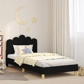 Łóżka dla dzieci i młodzieży - vidaXL Stelaż łóżka dla malucha z oparkiem Czarny 90 x 200 cm tkanina - miniaturka - grafika 1