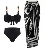 Stroje kąpielowe - Zestaw Bikini 3-Częściowy Z Spódniczką Motyle Elegancja I Styl Na Plażę S - miniaturka - grafika 1
