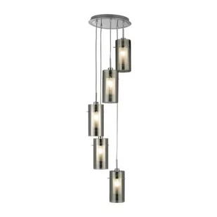 Searchlight Lampa wisząca Duo 2, szkło dymione/chrom 5-pkt. - Lampy sufitowe - miniaturka - grafika 1