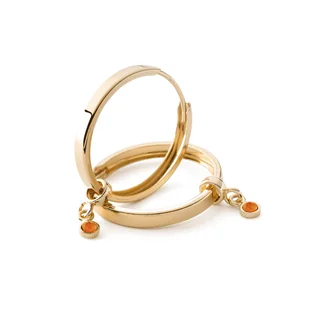 Kolczyki koła z zawieszkami - jadeit pomarańczowy, srebro 925 w złotym pokryciu - Kolczyki - miniaturka - grafika 1