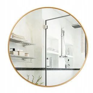 LUSTRO ŚCIENNE OKRĄGŁE ŁAZIENKOWE ZŁOTA RAMA ŚREDNICA 80 CM LOFT STYLOWE - Lustra - miniaturka - grafika 1