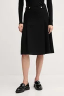 Spódnice - Tommy Hilfiger spódnica kolor czarny midi rozkloszowana WW0WW48263 - miniaturka - grafika 1