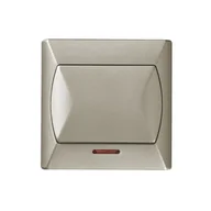 Wyłączniki światła i elektryczne - Ospel Włącznik pojedynczy z podświetleniem AKCENT satynowy - miniaturka - grafika 1