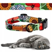 Obroże dla kotów - OBROŻA dla Kota Kotka z KLAMRĄ S/M 20 mm uKory 30-36 cm W KWIATY kolorowa - miniaturka - grafika 1