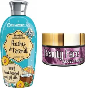 Supertan Supertan Peaches Cocount Cream + Słoiczek Beauty Face - Balsamy i kremy do opalania - miniaturka - grafika 1