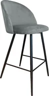 Taborety i hokery - Atos Hoker CLAUDINE VELVET szary tapicerowany aksamitem do kuchni ATOS - miniaturka - grafika 1