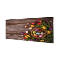 Dekoracje domu - Kuchenny panel szklany Jajka tulipany deski 125x50 cm - miniaturka - grafika 1