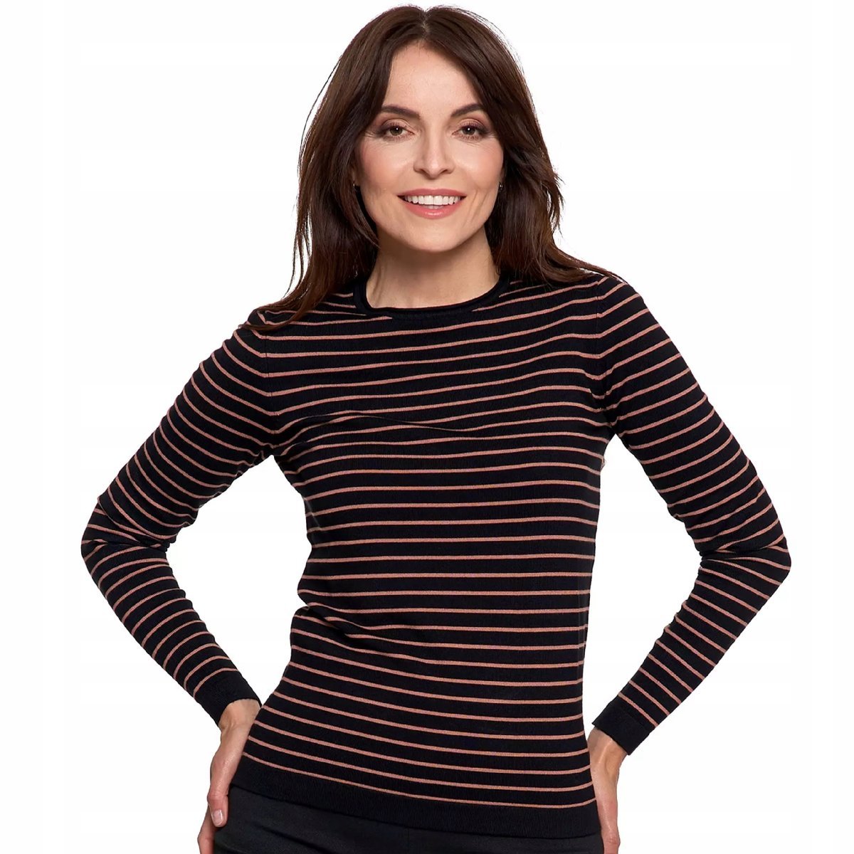Sweter Damski Bluzka Wiskozowa w Paski Długi Rękaw Miękka Wygodna MORAJ 2XL