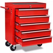 Wózki magazynowe - vidaXL vidaXL Czerwony wózek narzędziowy/warsztatowy z 5 szufladami - miniaturka - grafika 1