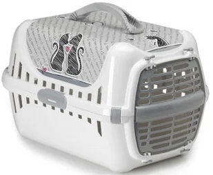 Yarro Transporter Trendy mały z plastikowymi drzwiami Zakochany Kot 30,5x50x33,5cm [Y2519-1163] ZH_07173 - Transportery dla kotów - miniaturka - grafika 1