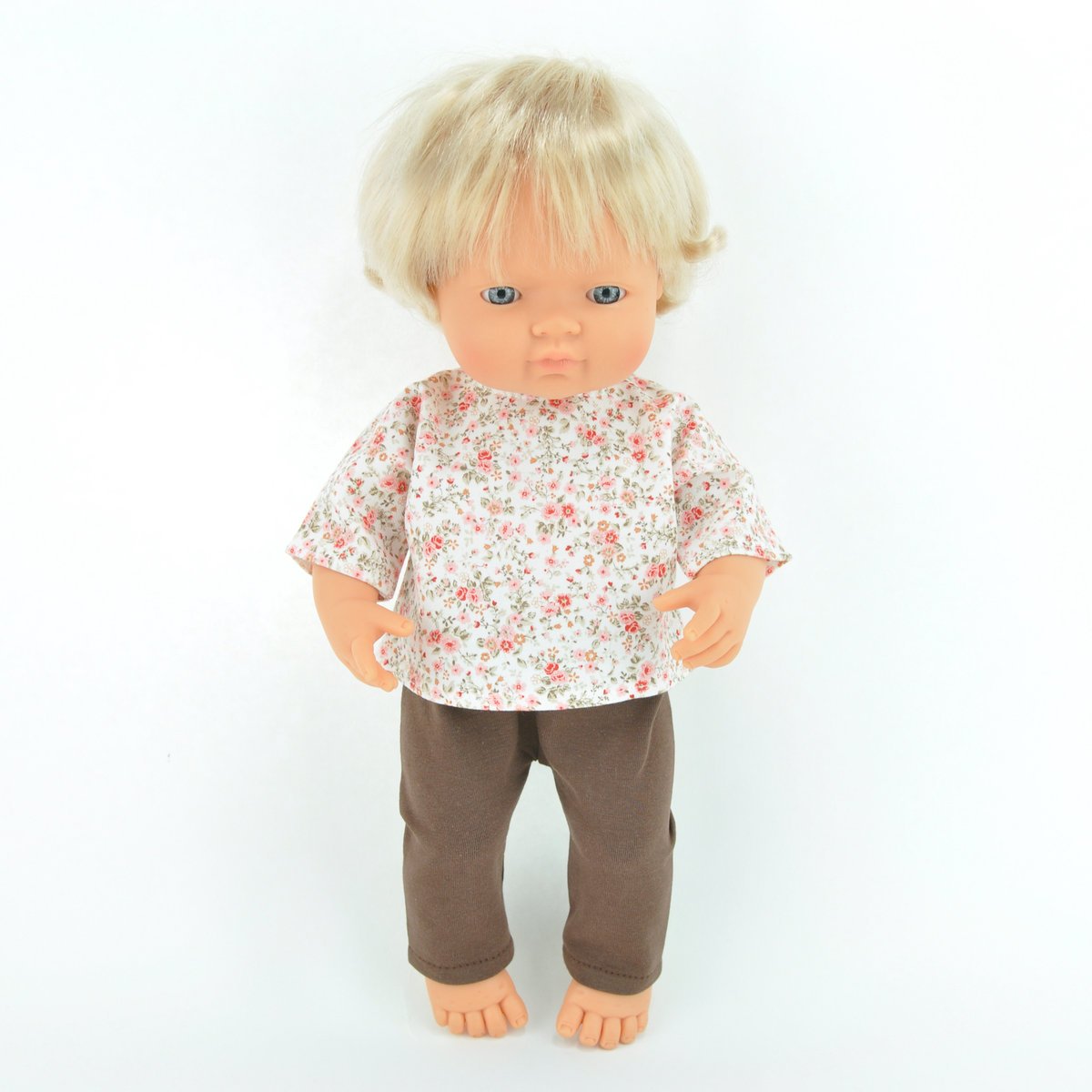 Tunika o wzorze różanym i legginsy dla lalki Miniland 38cm i Paola Reina