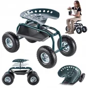 Fotele i krzesła ogrodowe - KRZESŁO OGRODOWE NA KÓŁKACH SIEDZISKO STOŁEK OGRODU SCHOWEK NARZĘDZIA 2w1 - miniaturka - grafika 1