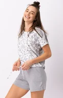 Piżamy damskie - Key wiskozowa piżama damska w kwiaty LNS 544, Kolor szary-wzór, Rozmiar S, Key - Intymna - miniaturka - grafika 1