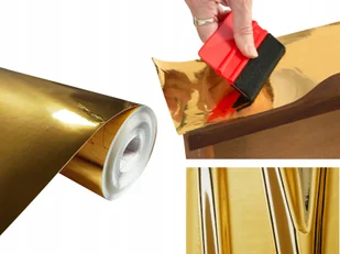 Folia Meblowa Samoprzylepna Okleina Dekoracyjna Złota Gładka Połysk 45x100 - Okleiny - miniaturka - grafika 1