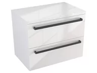 Szafki łazienkowe - Szafka Wisząca Z Blatem ATH 60 cm - Biały Wysoki Połysk - Uchwyty Czarne Matowe - miniaturka - grafika 1