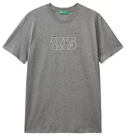 Koszulki męskie - United Colors of Benetton T-shirt męski, Ciemnoszary melanż 507, XL - miniaturka - grafika 1