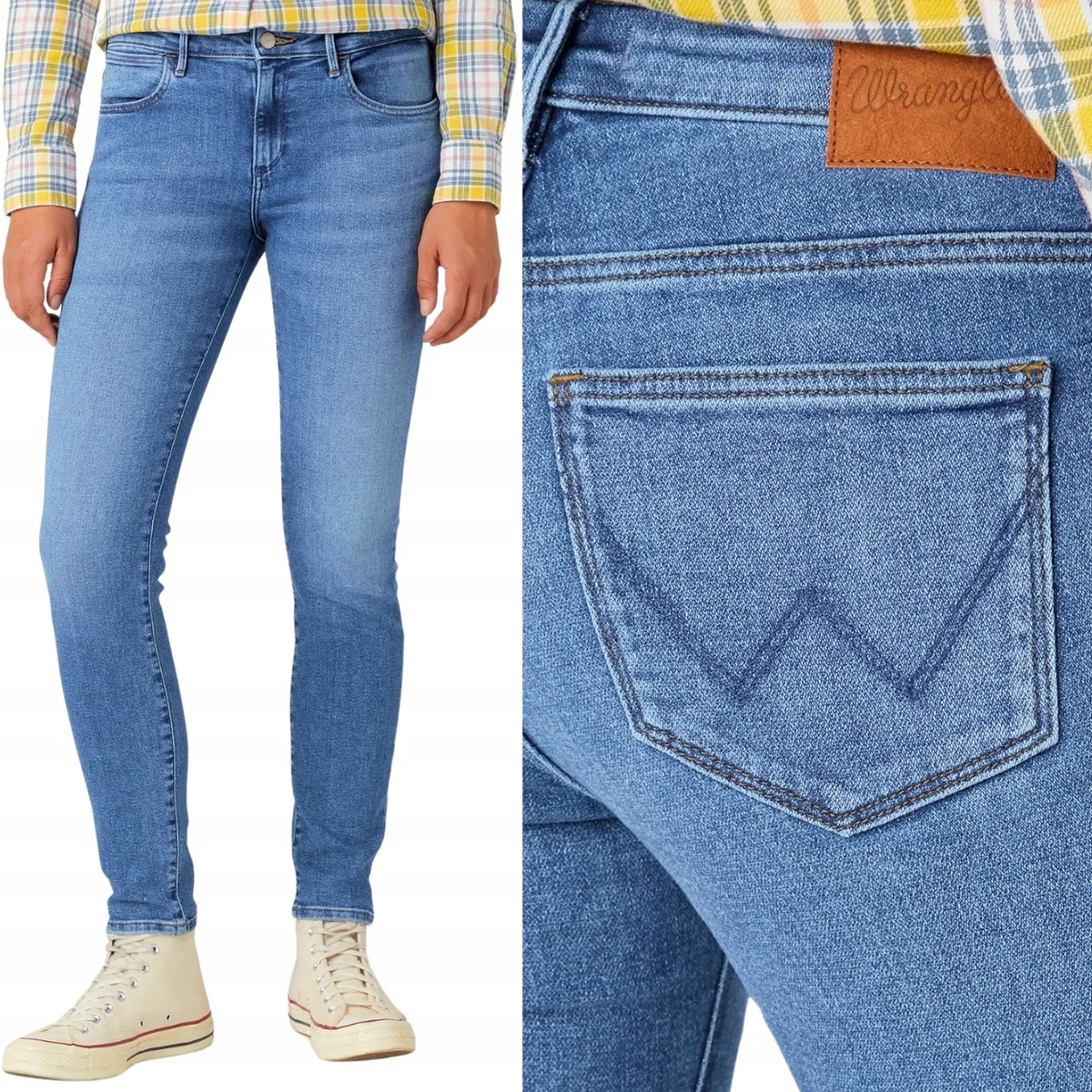 Wrangler Skinny Dazed blue DżINS damskie spodnie jeansowe rurki W26 L32