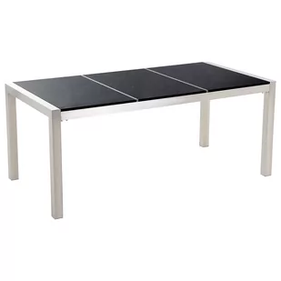 Beliani Stół ogrodowy granitowy dzielony blat 180 x 90 cm czarny GROSSETO 12389 - Stoły ogrodowe - miniaturka - grafika 1