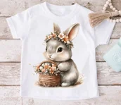 Koszulki dla dziewczynek - Koszulka z zajączkiem, koszulka z królikiem - miniaturka - grafika 1