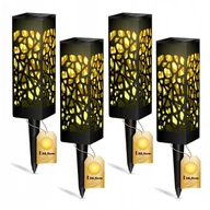 Lampy ogrodowe - 4x Lampki Solarne Ogrodowe LED Wbijane Słupki 28cm - miniaturka - grafika 1