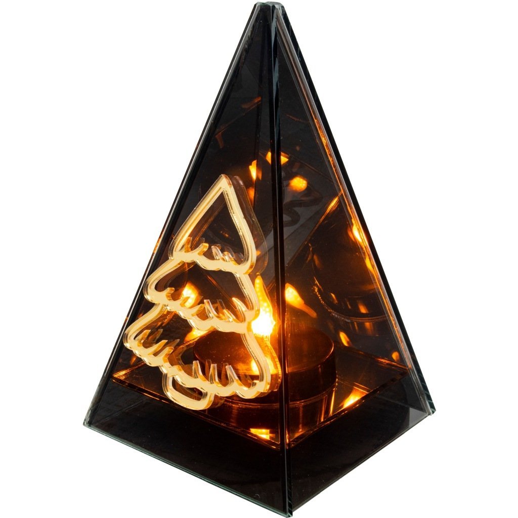 Znicz led ZŁOTA CHOINKA efekt płomienia LAMPION NA GRÓB cmentarz statuetka