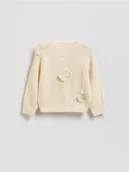Spodnie i spodenki dla dziewczynek - Reserved - Sweter z kokardkami - złamana biel - miniaturka - grafika 1