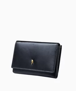 Portfele - PUCCINI Średniej wielkości czarny skórzany portfel damski z kieszenią na bigiel - grafika 1