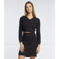 Swetry damskie - GUESS Sweter DORA | Cropped Fit | z dodatkiem wełny - miniaturka - grafika 1